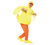 Smiffys Duck Costume, with Bodysuit, Trousers, Yellow Attached Headpiece and Feet Covers, Party Animals Fancy Dress, Animal Dress Up Costumes
