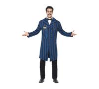Smiffys Duke of the Manor Costume, Blue with Jacket, Mock Shirt & Bow Tie, Halloween Adult Fancy Dress, Vampire Dress Up Costumes