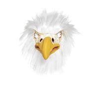 Smiffys Eagle Mask, Full Overhead, White Latex, with Fur, Party Animals Fancy Dress, Animal Dress Up Masks