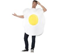 Smiffys Egg Costume, White with Printed Tabard, Funny Fancy Dress, Comedy Dress Up Costumes