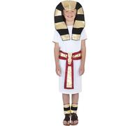 Smiffys Egyptian Costume, White with Robe, Belt, Headpiece & Anklets, Boys Fancy Dress, Ancient Egypt Dress Up Costumes