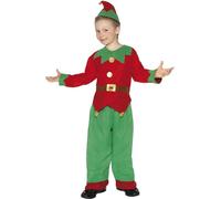 Smiffys Elf Costume, Red & Green, M - Age 7-9 years