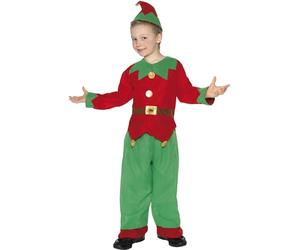 Smiffys Elf Costume, Red & Green with Tunic, Trousers & Hat, Christmas Children's Fancy Dress, Elf Dress Up Costumes