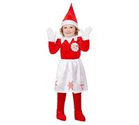 Smiffys Elf on the Shelf Girl Costume, Red All-in-One with Skirt, Hat & Gloves, Officially Licensed Xmas Elf Dress Up Costume