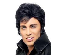 Smiffys Elvis Wig for Adults, Black with Instantly Recognisable Quiff and Sideburns, Officially Licensed, Ideal for Matching Costume and Music-Themed Fancy Dress Parties