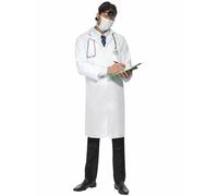 Smiffys Emergency ER Doctor White Coat Mask Adult Mens Halloween Costume 22192