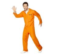 Smiffys Escaped Prisoner Costume Orange Boiler Suit Adult Fancy Dress for Men Convict Inmate Outfit for Cops and Robbers Themed Parties Halloween Role Play and Criminal Character Looks