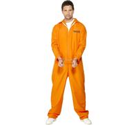Smiffys Escaped Prisoner Costume, Orange, L - Size 42-44