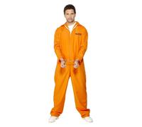 Smiffys Escaped Prisoner Costume, Orange with Boiler Suit, Cops & Robbers Fancy
