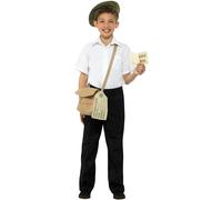 Evacuee Instant Kit Brown with Hat Bag & Ration Book,Boys Fancy Dress