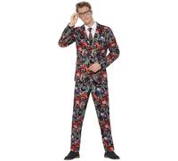 Smiffys Evil Clown Suit, Multi-Coloured with Jacket, Trousers & Tie, Stand Out Suits Fancy Dress, Clown Dress Up Costumes