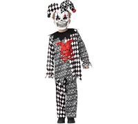 Smiffys Evil Jester Costume Top, Trousers & EVA Mask, Halloween Child Fancy Dress, Clown Dress Up Costumes