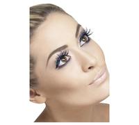 Smiffys Eyelashes Spiderwebs with Glitter, Blue Contains Glue, Fever Eyelashes Fancy Dress, Fever Dress Up Cosmetics & Disguises.