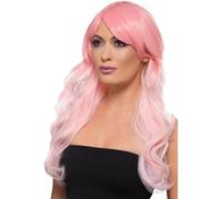 Smiffys Fashion Ombre Wig, Wavy, Long, Pink Heat Resistant/ Styleable, Ladies Glamour Wigs Fancy Dress, Festival & Carnival Dress Up Wigs