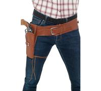 Smiffy's Faux Leather Single Holster with Belt - Tan - Cowboys and Indians Fancy Dress - Adult
