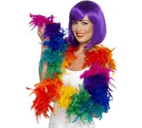 Smiffys Feather Boa, 80g, Rainbow , Rainbow/Gay Pride Items Fancy Dress, Adult Dress Up Accessories