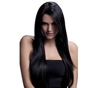 Adult's Fever Long Straight Black Vampire 60's Fancy Dress Costume Wig