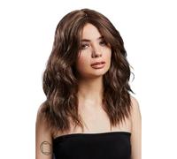 Smiffys Fever Ashley Wig, Two Toned Blend, Brown Wavy Long Layered, Centre Parting, 48cm/ 19in, Fever Wigs Fancy Dress, Fever Dress Up Wigs, World Book Day