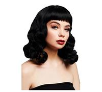 Fever Bettie Wig with Short Fringe Black 1950s Pin Up Ladies Fancy Dress Wig