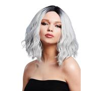 Smiffys Fever Cara Wig, Two Toned Blend, Ice Silver