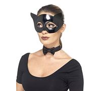 Smiffys Fever Cat Instant Kit, Black with Wet Look Mask & Collar, Fever Accessories Fancy Dress, Cat Dress Up Accessories