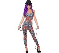 Smiffys Fever Creepy Clown Costume, Multi-Coloured with Bodysuit, Fever Fancy Dress, Clown Dress Up Costumes