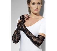 Smiffys Gloves, Black Full Length, Gothic Lace, Fingerless, Fever Gloves Fancy Dress, Fever Dress Up Accessories Halloween