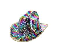 Smiffys Fever Deluxe Sequin Cowboy Hat, Rainbow, Fever Accessories Fancy Dress, Western Dress Up Hats