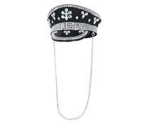 Smiffys 53020, Black Fever Deluxe Sequin Studded Captains Hat, Unisex Adult, One