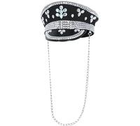 Smiffys 53020, Black Fever Deluxe Sequin Studded Captains Hat, Unisex Adult, One