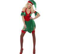 Smiffy's Fever Elf Halterneck Dress, Hat and Armlets (Medium)