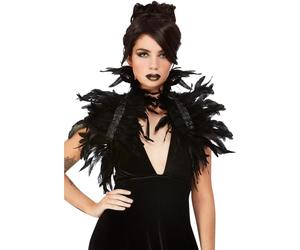 Smiffys Fever Feather Bolero with Ribbon Tie, Black, Adults