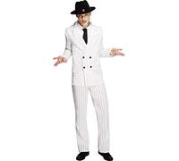 Smiffys Fever Gangster Costume, White Jacket, Trousers and Tie, Fever Male Fancy Dress, 1920s Dress Up Costumes