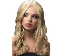 Smiffys Fever Khloe Wig, Dark Blonde Long Wave with Centre Parting, 56cm/22in, Fever Wigs Fancy Dress, Fever Dress Up Wigs