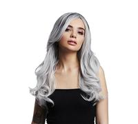Smiffys Fever Khloe Wig, Ice Silver, Adults, Long Wavy, 56cm/22in