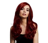 Smiffys Fever Khloe Wig, Ruby Red, Adults, Long Wavy, 56cm/22in