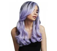 Smiffys Fever Khloe Wig, True Blend, Lilac Long Wave, Centre Parting, 56cm/22in, Fever Wigs Fancy Dress, Halloween Fancy Dress Accessories Dress Up Wigs
