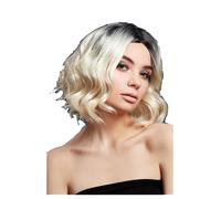 Smiffys Fever Kourtney Wig, Two Toned Blend, Blonde Curls Long Bob, Centre Parting, 30cm/ 12in, Fever Wigs Fancy Dress, Fever Dress Up Wigs