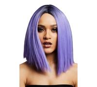 Smiffys Fever Kylie Wig, Two Toned Blend, Violet Inverted Long Bob, Centre Parting, 37cm/ 15in, Fever Wigs Fancy Dress, Fever Dress Up Wigs
