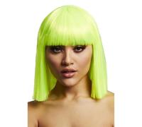 Smiffys Fever Lola Wig, Neon Lime Blunt Cut Bob with Fringe, 30cm/ 12in
