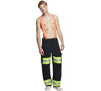 Smiffys Fever Male Firefighter Costume with Trousers and Braces Blue MEDIUM