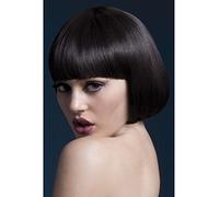 Smiffys Fever Mia Wig, Brown, Adults, Short Bob with Fringe, 25cm / 10in