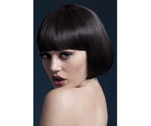 Smiffys Fever Mia Wig, Brown, Adults, Short Bob with Fringe, 25cm / 10in