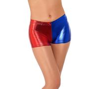 Smiffys 48348l Fever Miss Harlequin Whiplash Shorts, Red/blue, Large, Uk 16-18 - fever miss harlequin whiplash shorts ladies fancy dress accessory sl