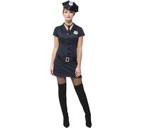 Smiffy's Adult Women's Fever Naughty Cop Costume, Dress, Tie, Hat And Belt, -