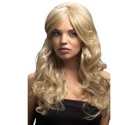 Smiffys Fever Nicole Wig, Dark Blonde Soft Wave with Side Parting, 26inch/66cm, Fever Wigs Fancy Dress, Fever Dress Up Wigs