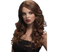 Smiffys Fever Nicole Wig, Light Brown Soft Wave with Side Parting, 26inch/66cm, Fever Wigs Fancy Dress, Fever Dress Up Wigs