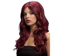 Smiffys Fever Nicole Wig, Red Cherry, Soft Wave with Side Parting, 26inch/66cm Smiffys Red One Size