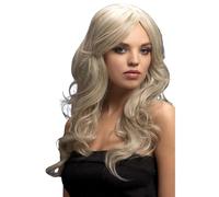 Smiffys Fever Nicole Wig, Silver Blonde, Blonde Soft Wave with Side Parting, 26inch/66cm, Fever Wigs Fancy Dress, Fever Dress Up Wigs