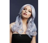 Smiffys Fever Nicole Wig, True Blend, Silver Lilac Soft Wave, Side Parting, 66cm/26in, Fever Wigs Fancy Dress, Halloween Fancy Dress Accessories Dress Up Wigs